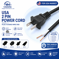 Cable de Alimentación Certificado ETL para EE. UU., 2 Pines, NEMA 1-15P, Tipo C7, 10A, 125V, SPT-2, 18AWG, PVC, para Computadora e Iluminación, Pedido al por Mayor, 1m