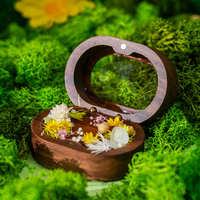 Nouvelle boîte à alliances en bois avec fleurs préservées, vente directe d'usine, cadeau floral pour la Saint-Valentin, mariage