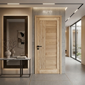 Puerta Kirana Teak Persada, Panel Acanalado de Madera de Teca Moderna, Puerta de Entrada Principal de Madera Minimalista para Interiores, Puertas Arquitectónicas - Product Image 2