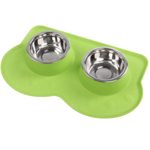 Gamelle en acier inoxydable pour chiens et chats, tapis de Silicone antidérapant, mangeoire pour animaux domestiques, bol d'alimentation pour chiens et chats - Product Image 2