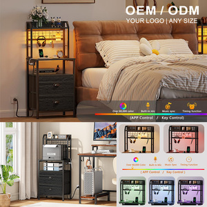 Giá lưu trữ cao với trạm sạc và đèn LED Bàn Cạnh Giường <span class=keywords><strong>3</strong></span> tầng có ngăn kéo - Product Image 5