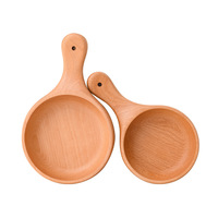 Bol en bois de hêtre de style coréen avec poignée, grand bol pour salade, fruits, kimchi, écologique, durable, non toxique, artisanat, usage domestique