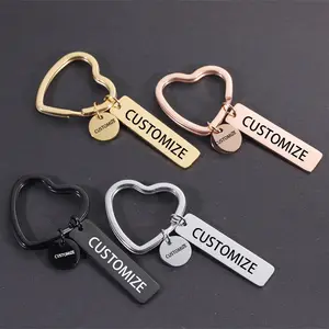 Customizable Rose Gold Script Blank Key Chains Rings Custom Logo For Black Girl Rock Engraving Gold Name Keychains