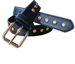Cintura in metallo dorato in stile occidentale con rivetti rotondi da donna cintura con paillettes Punk semplice cintura decorativa - Product Image 1