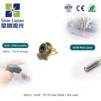 Diode laser rouge 635 nm 5 mW à faible courant de seuil, boîtier TO18 pour lecteur de codes-barres et mesure industrielle professionnelle