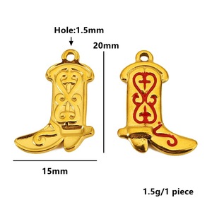 Stainless Steel Enamel Plated <b>Cowboy</b> <b>Boots</b> Pendant 18K <b>Gold</b> Plated For Necklace Making DIY Jewelry Accessories Mixed Shapes - Product Image 3