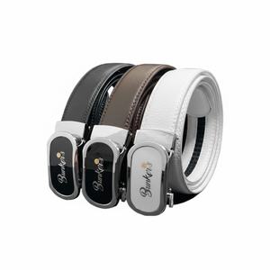 Cinturón de cuero genuino para hombre con golf para hebilla Cinturón informal Traje para trabajo o regalo Diseño de bola de bunkers redondos - Product Image 1