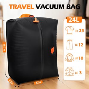24L Wireless Vacuum Pump Travel Compression <b>Bags</b> Waterproof Tear-Resistant Space Saver <b>Packing</b> Cubes <b>for</b> <b>Suitcase</b> Backpack - Product Image 4