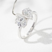 Bague demi-éternité Starsgem Diamante en diamant de laboratoire, or 10 carats, taille ajustable, plaqué rhodium, bijoux fins pour femmes