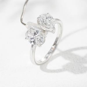 แหวนเพชร Starsgem เครื่องประดับชั้นดี แหวนเพชรเทียมแบบเปิด ทอง 10K ปรับขนาดได้ แหวนเพชรเลี้ยงในห้องปฏิบัติการ - Product Image 4