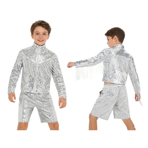 Conjuntos de chaqueta y pantalones cortos para niños de 8 a 14 años, pantalones de baile de hip-hop, conjunto de baile de jazz para fiestas temáticas, competiciones, uso diario informal - Product Image 5