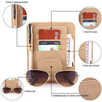 Porte-lunettes de soleil multifonctionnel, assurance et enregistrement, organisateur de pare-soleil de voiture, porte-documents en cuir de voiture