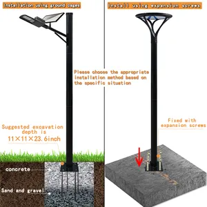 Lampadaire de jardin galvanisé de haute qualité 3m combinaison lampadaire d'autoroute poteau de support de lampe fendu extérieur personnalisé