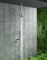 Nouvel arrivage : Ensemble de douche mural en laiton chromé brossé, design moderne, pour hôtels et appartements, eau chaude/froide, céramique, avec jets pluie et massage
