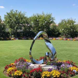 Escultura Moderna Abstracta de Acero Inoxidable para Decoración de Jardín e Interiores, Pieza de Arte con Acabado de Espejo Pulido - Product Image 1