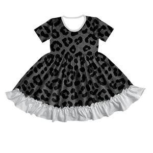 <span class=keywords><strong>Vestito</strong></span> Casual per Bambine con Stampa Leopardata Personalizzata, Maniche Corte e Orlo a Volant, 0-12 Mesi - Product Image 5