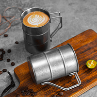 Mug à bière rétro givré en métal 350 ml, style industriel, en acier inoxydable 304, pour boissons froides et café, idéal pour l'extérieur