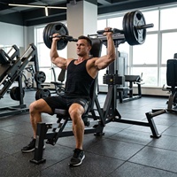 VIGFIT Banc de musculation réglable en acier 3-en-1 pour presse à pectoraux et presse à dos, équipement de fitness commercial – Machines à charge de plaques