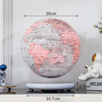 Globe magnétique lévitant en plastique de 20 cm avec lumière LED, ornement de bureau, veilleuse créative, cadeau pour la décoration de la maison et du bureau