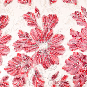 قماش دانتيل مطرز بالخرز والترتر بنقشة زهور أنيقة وملمس ناعم لفساتين الزفاف وتنانير السهرة والملابس - Product Image 2