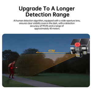 Caméra PTZ solaire 4G OEM/ODM d'usine, 20MP, 5 objectifs, 4 écrans, <span class=keywords><strong>zoom</strong></span> numérique 18X, détection humaine, vision nocturne couleur, caméra de surveillance extérieure - Product Image 4