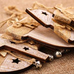 <span class=keywords><strong>Partybus</strong></span>-adornos navideños de madera, arpillera rústica de granja, adornos de árbol de Navidad con hilos - Product Image 6