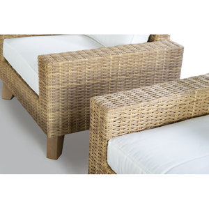 Moderno y Lujoso Conjunto de Sofás Seccionales de Mimbre y Ratán para Jardín, Patio o Balcón, con Estructura de Aluminio Resistente a la Intemperie y Cojines, Color Blanco - Product Image 6