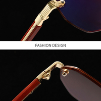 Lunettes de soleil octogonales sans monture de luxe, photochromiques, en PC, coupe diamant, rétro, géométriques, verres de transition, logo personnalisé, UV400