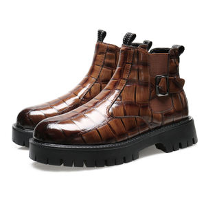 Bottes Martin pour hommes, bottines britanniques durables, mi-hautes, vintage, en cuir pour hommes - Product Image 2