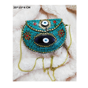 Femmes luxe métal cadre bohème pochette mauvais œil soirée mariée mariage messager sac à main motif géométrique en gros - Product Image 5