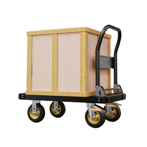 Chariot à plate-forme d'entrepôt de 200kg avec petit chariot plat à main courante pliable à quatre roues pour un transport manuel facile - Product Image 4