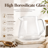 Carafe à café en verre borosilicate de haute qualité, 360 ml et 600 ml, transparente, pour le café filtre et le thé, vente en gros