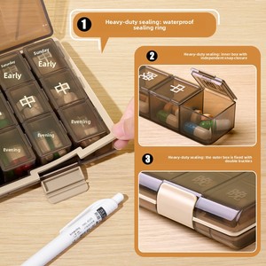 Boîte à médicaments grand format pour seniors, organiseur hebdomadaire de comprimés, portable, 21 compartiments, 28 compartiments, <span class=keywords><strong>matin</strong></span>, midi, <span class=keywords><strong>soir</strong></span>, stockage 7 jours - Product Image 2