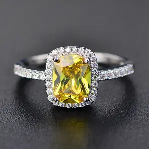 Hot selling Colorful Gem Square Exaggerated Large Zircon Ring with Gold Plated Copper Imitation AAA Cubic Zirconia Diamond Ring