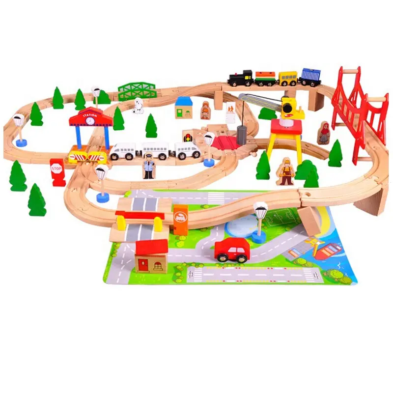 2021 Most Popular Kids Educational Toy Railway Wooden Train Track Set For Children