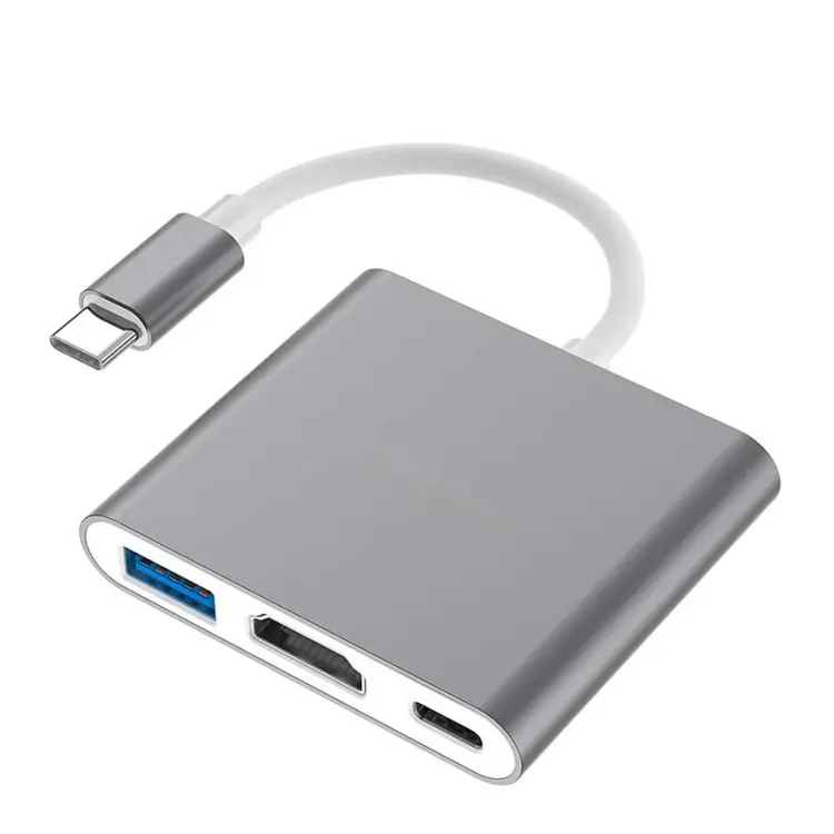 Cavo multiporta thunderbolt 3 all'ingrosso 4K 3 in 1 da tipo C a HDTV + adattatore cavo Usb3.0 tipo c hub usb laptop