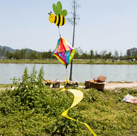 Décor de jardin suspendu en forme d'abeille, d'oiseau, de papillon, avec spirale éolienne rotative, pour festivals et fêtes
