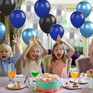 Set de 30 Globos de Helio Azul Marino, Negro y Plateado de 12 Pulgadas para Fiestas de Halloween, Cumpleaños, Baby Showers y Graduaciones - Product Image 5