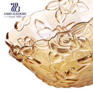 Pack de vaisselle en verre, bol de fruits, assiette à fruits en or avec tige, service de table en ambre plaqué Ion 1 pièce - Product Image 5
