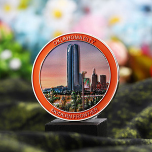 定制3D彩色喷绘俄克拉荷马城天际线和剪尾桥图案纪念币银锌合金金属硬币 - Product Image 4