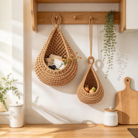 Panier de rangement mural en corde de coton tressée à la main pour plantes, fleurs, légumes et fruits