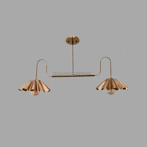 Lustre moderne élégant de style mi-siècle en laiton fait main, suspension plafond Sputnik italienne à 2 lumières, finition personnalisée, montage encastré - Product Image 5