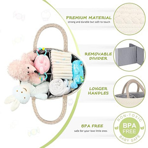 Organisateur de couches pour bébé bohème multifonctionnel en corde de coton avec séparateur pour table à langer et <span class=keywords><strong>rangement</strong></span> de couches - Product Image 2