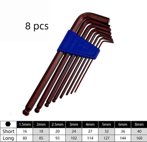 Set di chiavi esagonali a <span class=keywords><strong>brugola</strong></span> metriche a L da 7/<span class=keywords><strong>8</strong></span> pezzi 1.5-8mm in acciaio S2 con testa a sfera per riparazioni bici e domestiche - Product Image 6