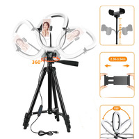 Lumière Portable 12 pouces pour appareil photo DSLR, TikTok Live Dimmable avec Clip de téléphone, support de téléphone pliable avec anneau lumineux blanc clair