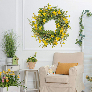 Four seasons simulation garland circle small yellow <b>flower</b> simulation garland living room decoration <b>wall</b> hanging home a - Product Image 4