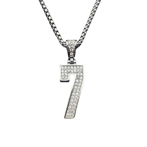 Collar con Colgante de Número 7 de Acero Inoxidable con Diamantes de Imitación, Joyería de Regalo Unisex - Product Image 5
