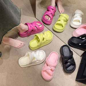 Chaussons compensés pour femmes, été/printemps/automne, plateforme épaisse, hauteur accrue, antidérapants, soutien du dos, respirants, pour l'extérieur - Product Image 2