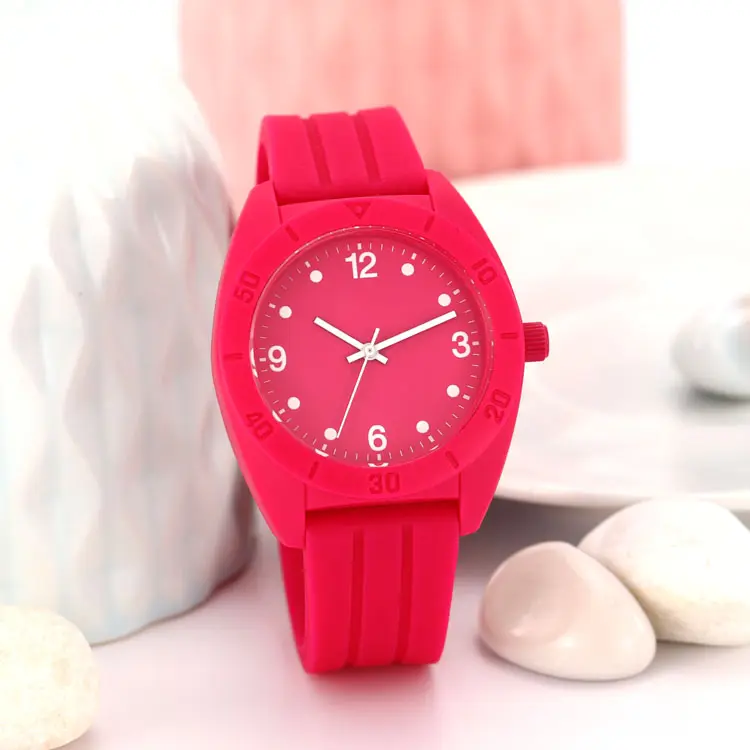 customized cheap best selling original sports lady oclock fashion colorful silicone strap plastic analogue watches for women