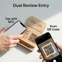 Soporte de Madera Premium con NFC para Reseñas de Google, con Mini Etiqueta Resistente al Agua y a la Intemperie para Chips, para Uso en Hoteles